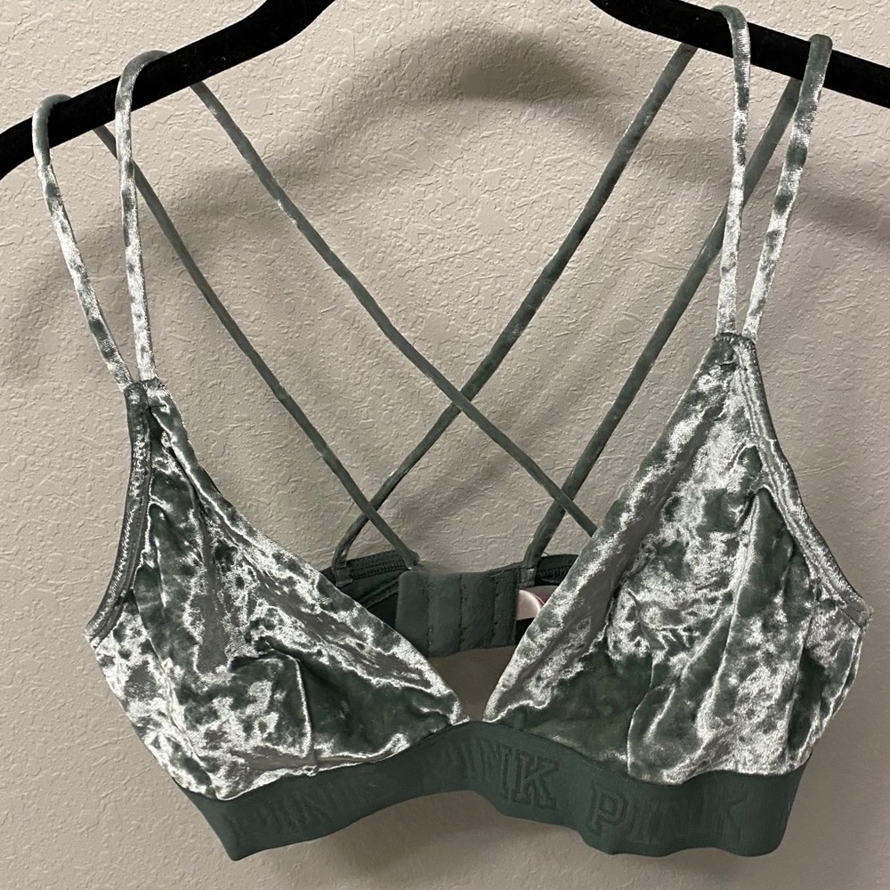 Olive Crushed Velvet Bralette